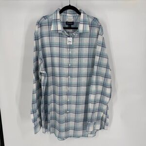Jos A Bank Plaid Linen Cotton Button Front Shirt Long Sleeve Big & Tall 2XLT Lux